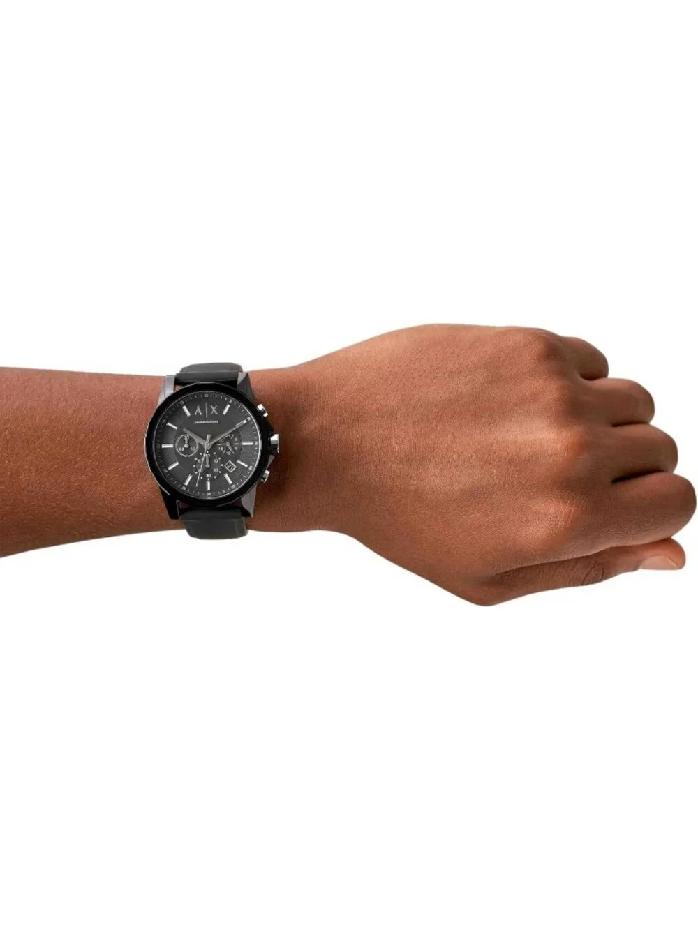 Men's Black Silicone Band Bracelet Chronograph Analog Crystal Dress Wrist Watch